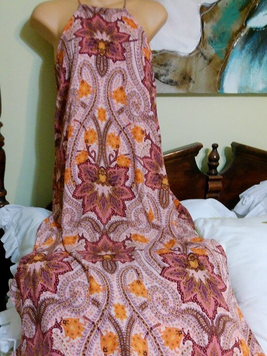 Giani Bini Dresses & Skirts - GB Paisley Sheer Side Slits Sheer Lined Boho NWT Long Flowy Maxi Dress SIZE SM